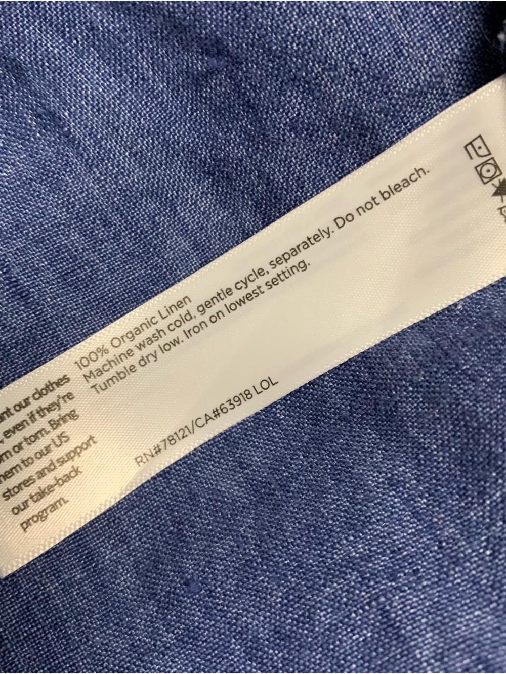 Eileen Fisher Linen Shirt Top Womens 1X Organic Linen Delave Classic Collar Blue - Picture 16 of 16